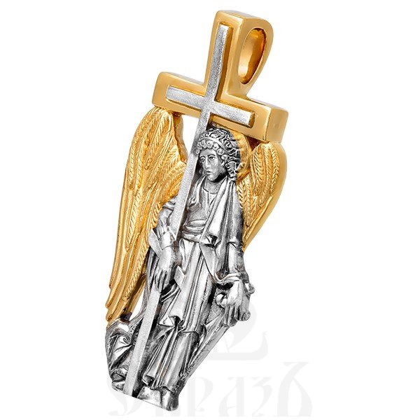 образок «ангел хранитель, несущий крест», серебро 925 проба с золочением (арт. 102.280)