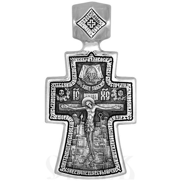 крест «распятие. свт. николай чудотворец. молитва «да воскреснет бог», серебро 925 проба (арт. 101.548)